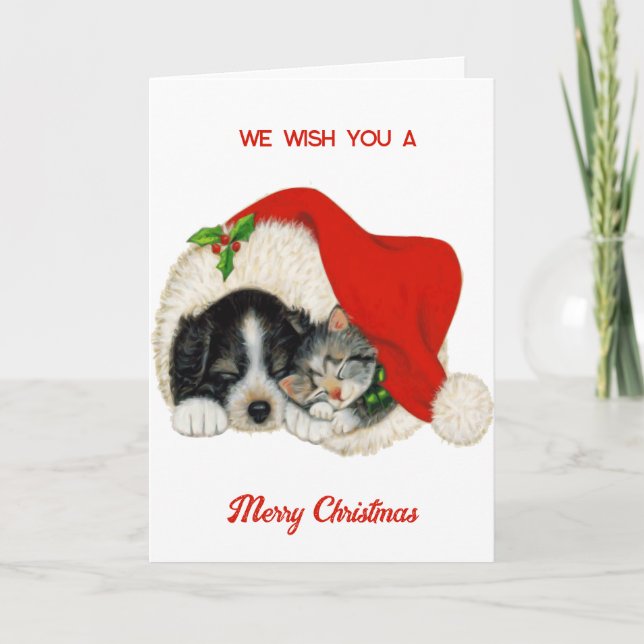 Tarjeta Perro Y Gato navidades (Anverso)