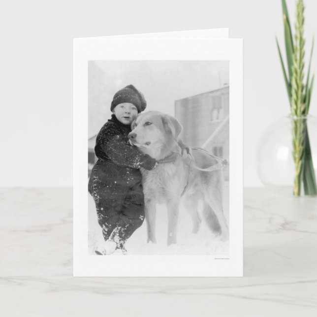 Tarjeta Perro y niño Nome Alaska 1926 (Anverso)