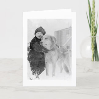 Tarjeta Perro y niño Nome Alaska 1926