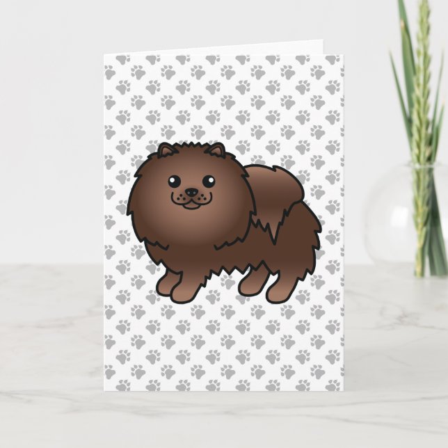Tarjeta Perro y patas marrón caricatura (Anverso)