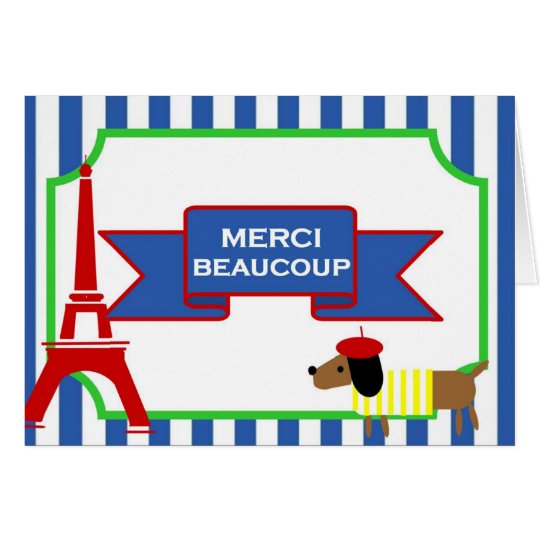 Tarjeta Perro y torre Eiffel del arte de Oui Oui París