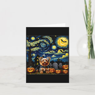 Tarjeta Perro Yorkie espeluznante de Halloween Noche estre