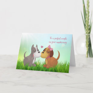 Tarjeta Perros adorables y cariñosos, aniversario de boda