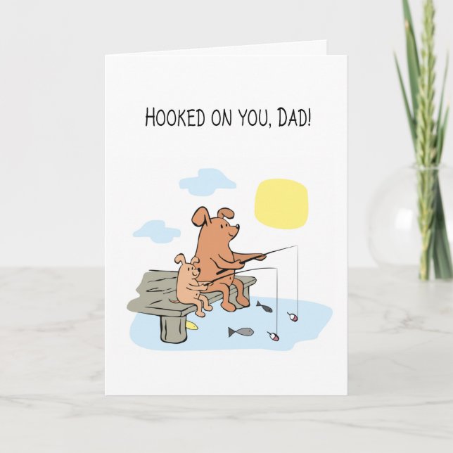 Tarjeta Perros alegres pescando el Día del Padre de parte  (Anverso)
