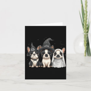Tarjeta Perros Boston Terrier de Halloween lindos sombrero