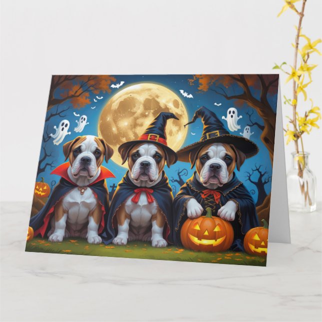 Tarjeta Perros Bullmastiff Calabaza Halloween Divertido (flor amarilla)