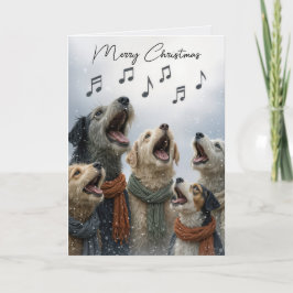Tarjeta Perros Cantando Villancicos En Copos De Nieve