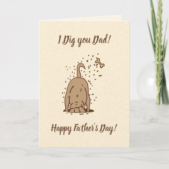 Tarjeta Perros cavadores sucios - Feliz Día del Padre. (Anverso)