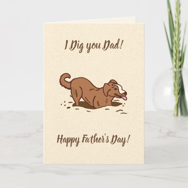 Tarjeta Perros cavadores sucios - Feliz Día del Padre. (Anverso)