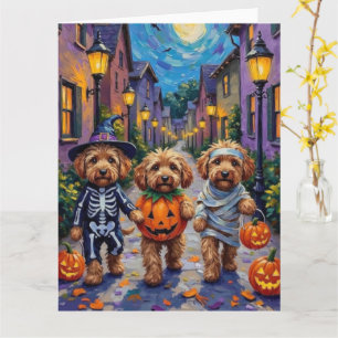 Tarjeta Perros Cockapoo disfrazados para Halloween