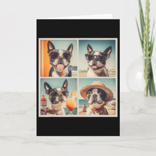 Tarjeta Perros Cool Boston Terrier Sungles Vacaciones de v