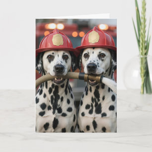 Tarjeta Perros dálmatas de cumpleaños sosteniendo una mang