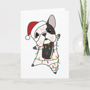 Tarjeta Perros de bulldog Feliz Navidad Animales de Invier