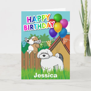Tarjeta Perros de dibujos animados lindos Cumpleaños de ve
