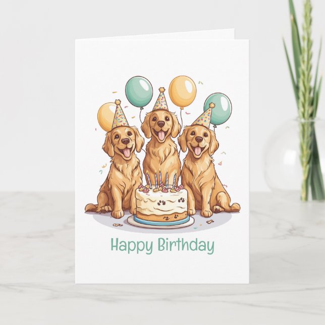 Tarjeta Perros de la recuperación de oro del cumpleaños fe (Anverso)
