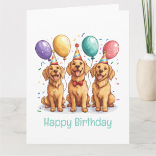 Tarjeta Perros de la recuperación de oro del cumpleaños fe