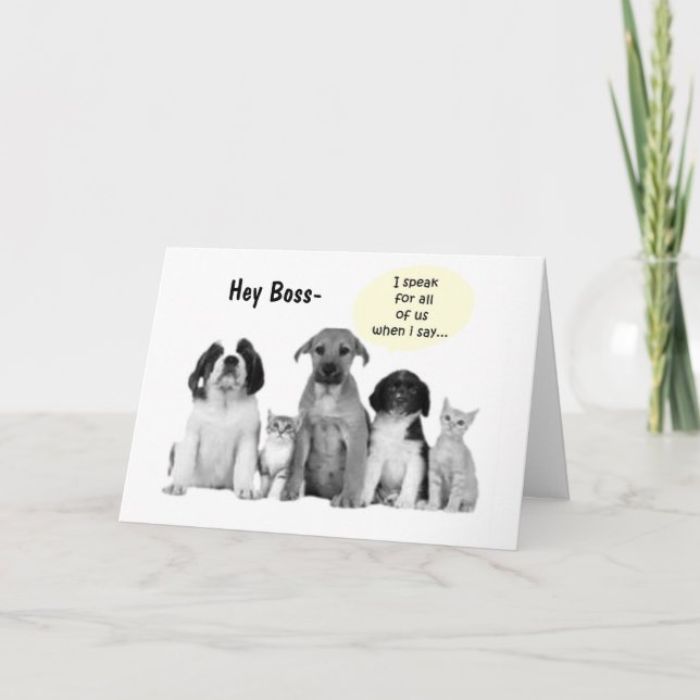 TARJETA PERROS DE PERROS DE PERROS DEL CUMPLEAÑOS DEL JEFE (Anverso)
