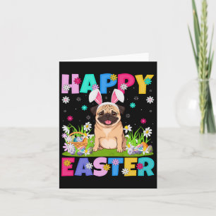 Tarjeta Perros de Pug Feliz Semana Santa Caza de Huevos Co