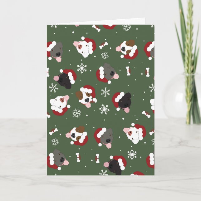 Tarjeta Perros de Santa en Verde (Anverso)