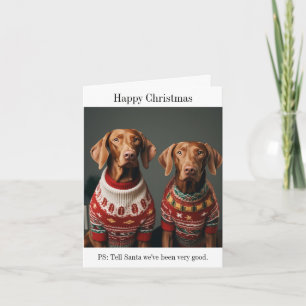 Tarjeta Perros de Vizla húngara en sudaderas Navidades