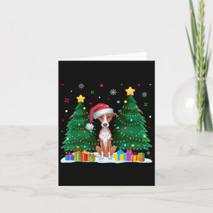 Tarjeta Perros de Whippet Amantes de Santa Hat Navidades f