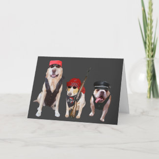 Tarjeta Perros divertidos de ciclismo/cumpleaños de labora