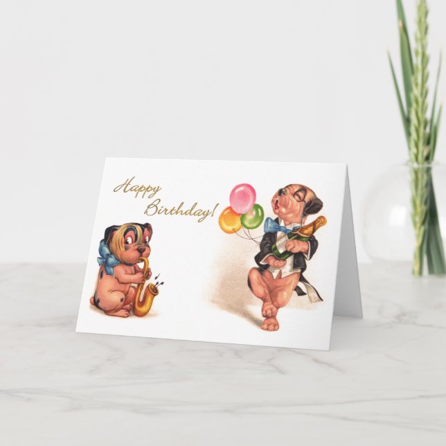 Tarjeta Perros divertidos de cumpleaños (Anverso)