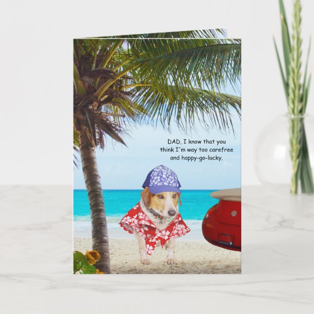 Tarjeta Perros divertidos, hijo divertido, Día del Padre (Anverso)