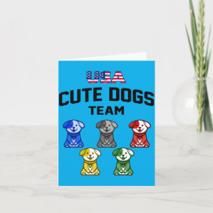 Tarjeta Perros Divertidos Lindos EEUU Equipo de Cachorros