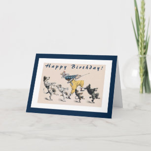 Tarjeta Perros divertidos y payasos 50 cumpleaños