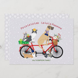 Tarjeta Perros en bicicleta presentan Navidades de cestas