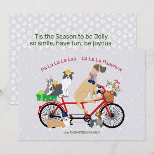 Tarjeta Perros en bicicleta presentan Navidades de cestas