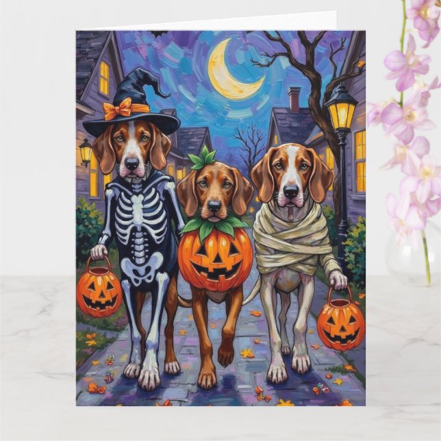 Tarjeta Perros English Foxhound Trick-or-Treating Hallowee (Orquídea)