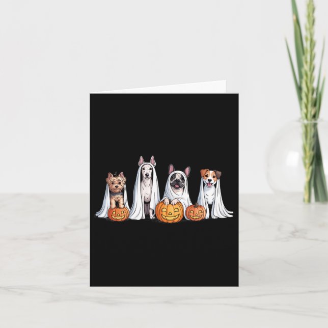 Tarjeta Perros Fantasmas Perritos Lindos Disfrazados De Fa (Anverso)