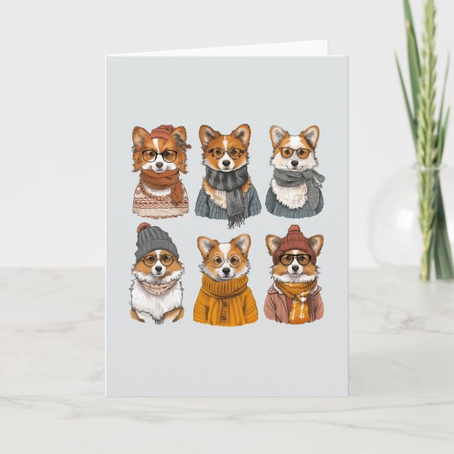 Tarjeta Perros galeses de moda Corgi (Anverso)