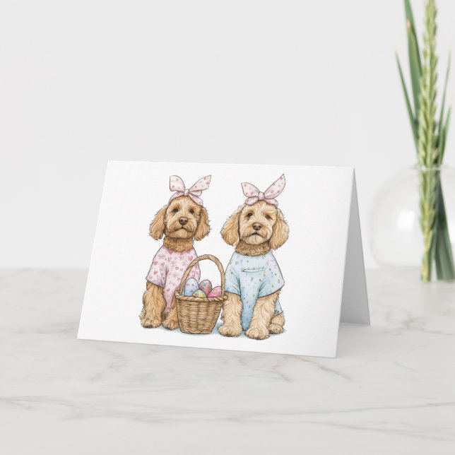 Tarjeta Perros Goldendoodle de Pascua (Anverso)