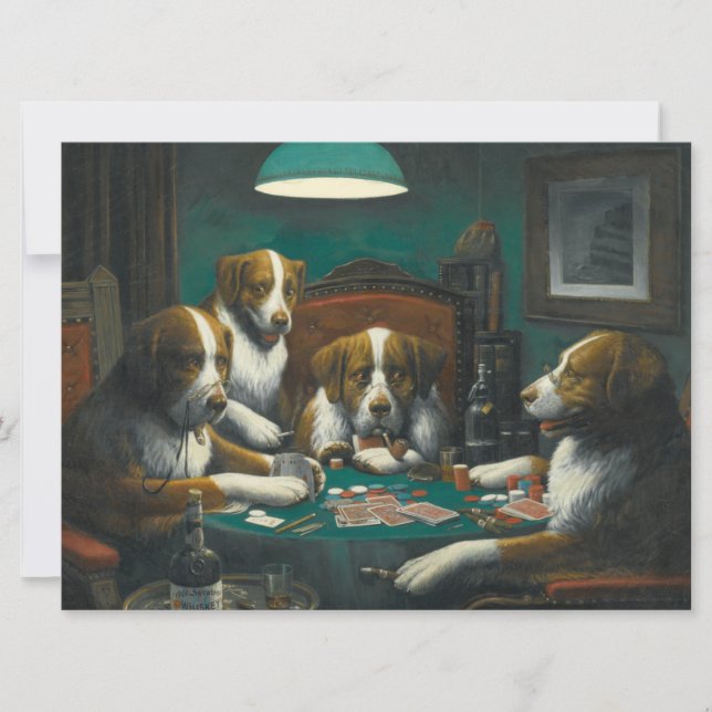 Tarjeta Perros jugando al póquer (juego de cartas de anima (Anverso)