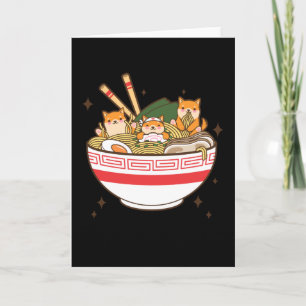 Tarjeta Perros Kawaii comiendo Ramen