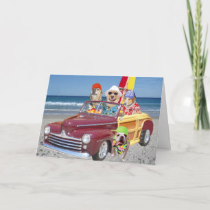 Tarjeta Perros/laboratorios en la playa