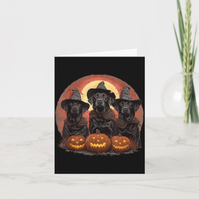 Tarjeta Perros labradores negros adorables de Halloween br (Anverso)