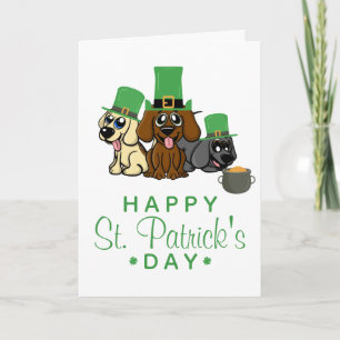 Tarjeta Perros lindos del día de San Patricio con sombrero