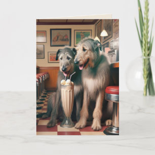 Tarjeta Perros lobo irlandeses en retro diner