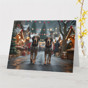Tarjeta Perros lobo sabuesos Navidad Nieve Fiesta