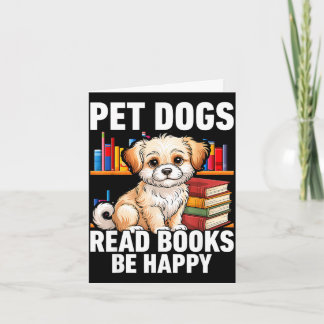 Tarjeta Perros mascota leen libros para ser felices amante