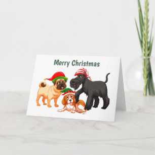 Tarjeta Perros navideños alegres