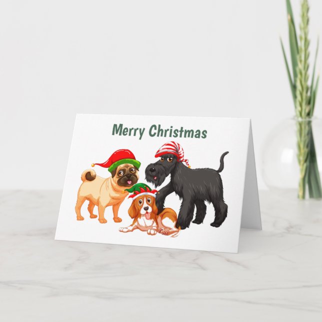 Tarjeta Perros navideños alegres (Anverso)