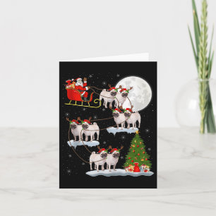Tarjeta Perros Pug Santa Trineo Volador Divertido Mágico C