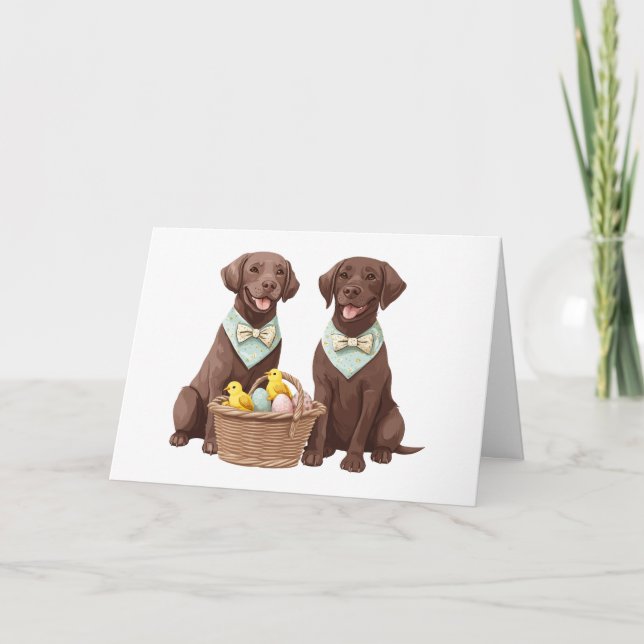Tarjeta Perros recuperadores de chocolate de pascua (Anverso)