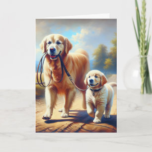 Tarjeta Perros Retrievers dorados de la amistad