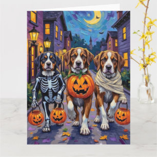 Tarjeta Perros San Bernardo con disfraces de Halloween
